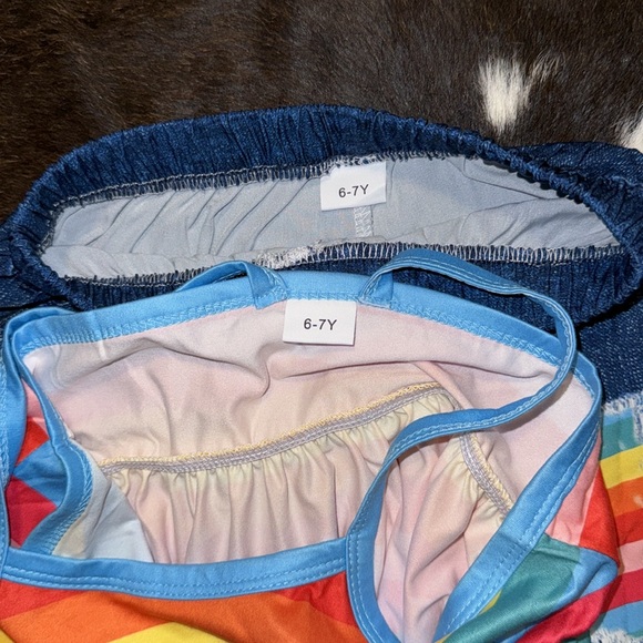 Girls 2 Piece Rainbow Striped Cami Top & Matching Shorts - Picture 8 of 10